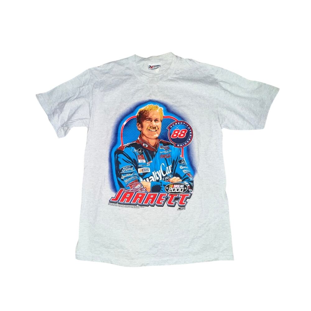 Vtg Nascar Dale Jarrett Shirt Men's Size L Gray Large Graphic S/S Chase Tag 2000